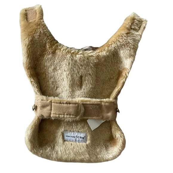 New York Dog Designer Coat Faux Fur Suede Gold Hardware Elegant Wam Size XS - Picture 11 of 12